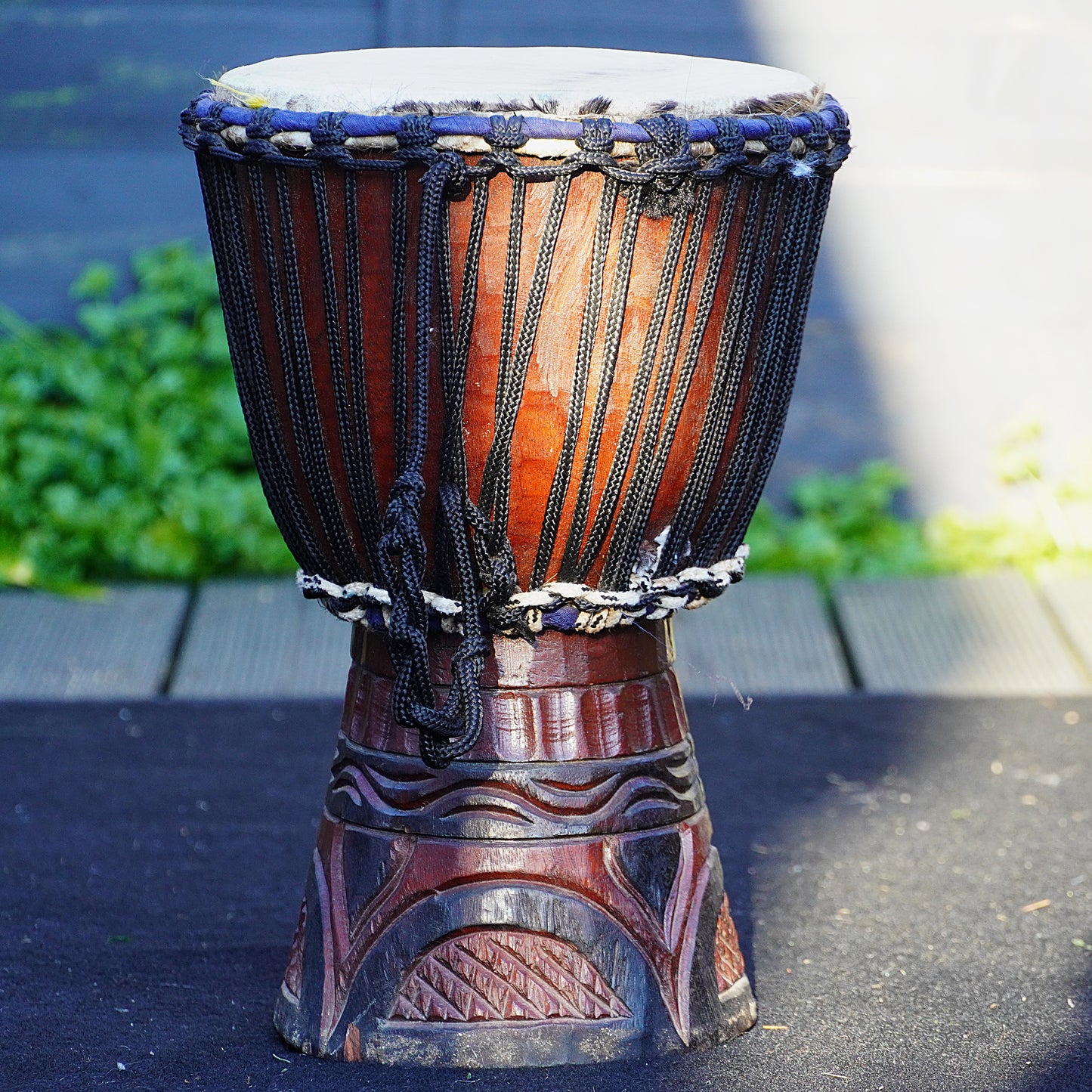 Traditional Hand-Carved African Djembe - Rope Tuned w/ Natural Hide