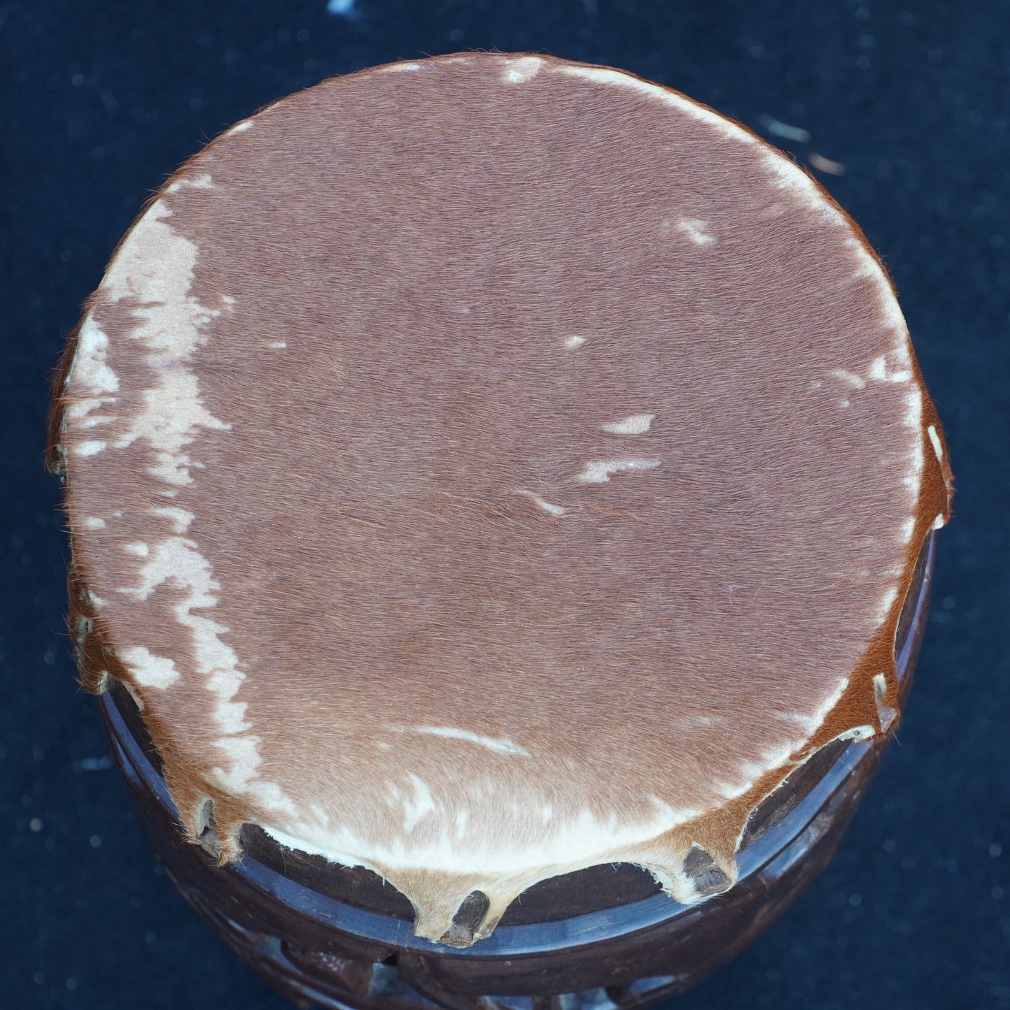 Authentic African Drum – Intricately Carved Wood with Natural Hide