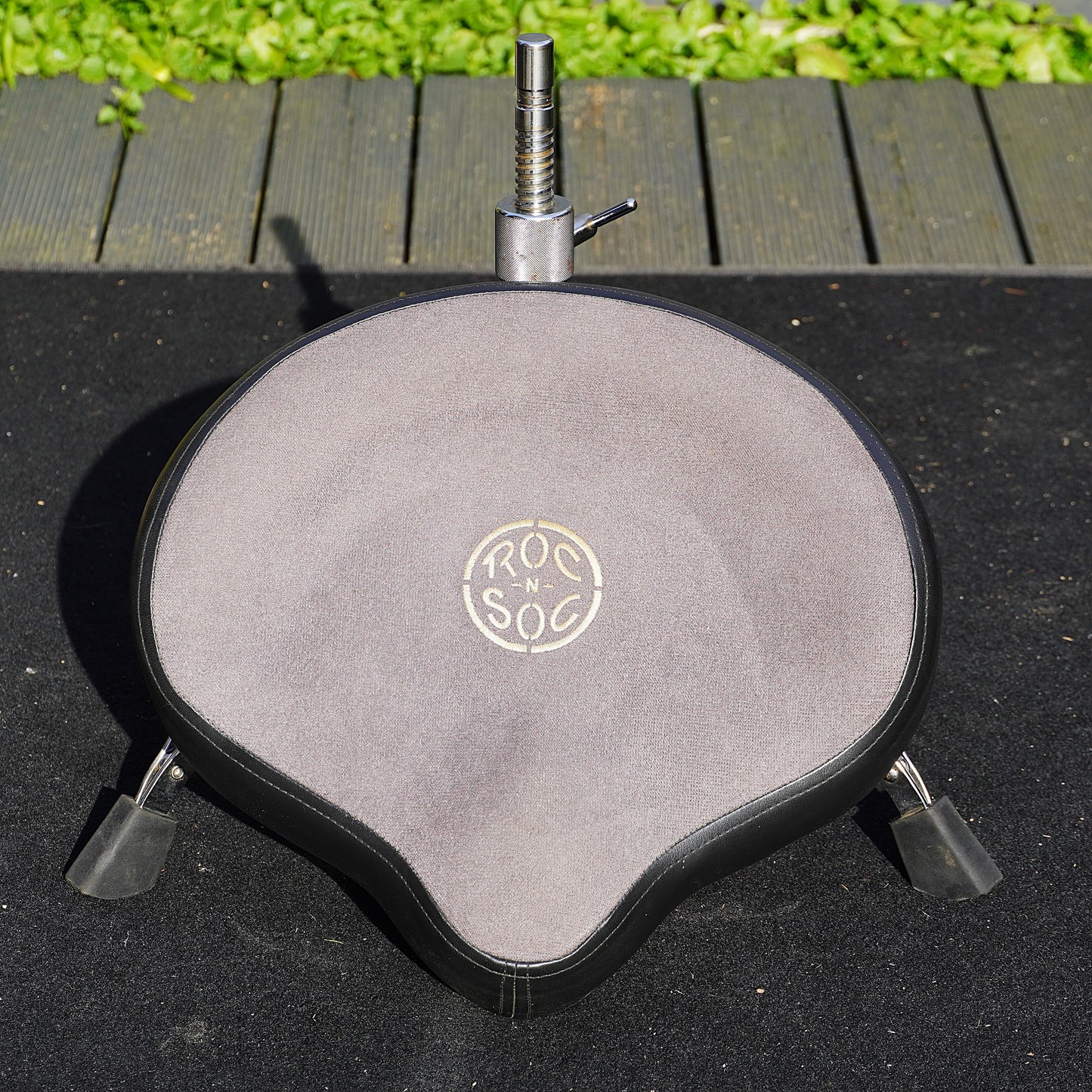 Roc n Soc Saddle Drum Throne in Grey w/ Custom Percussion Base