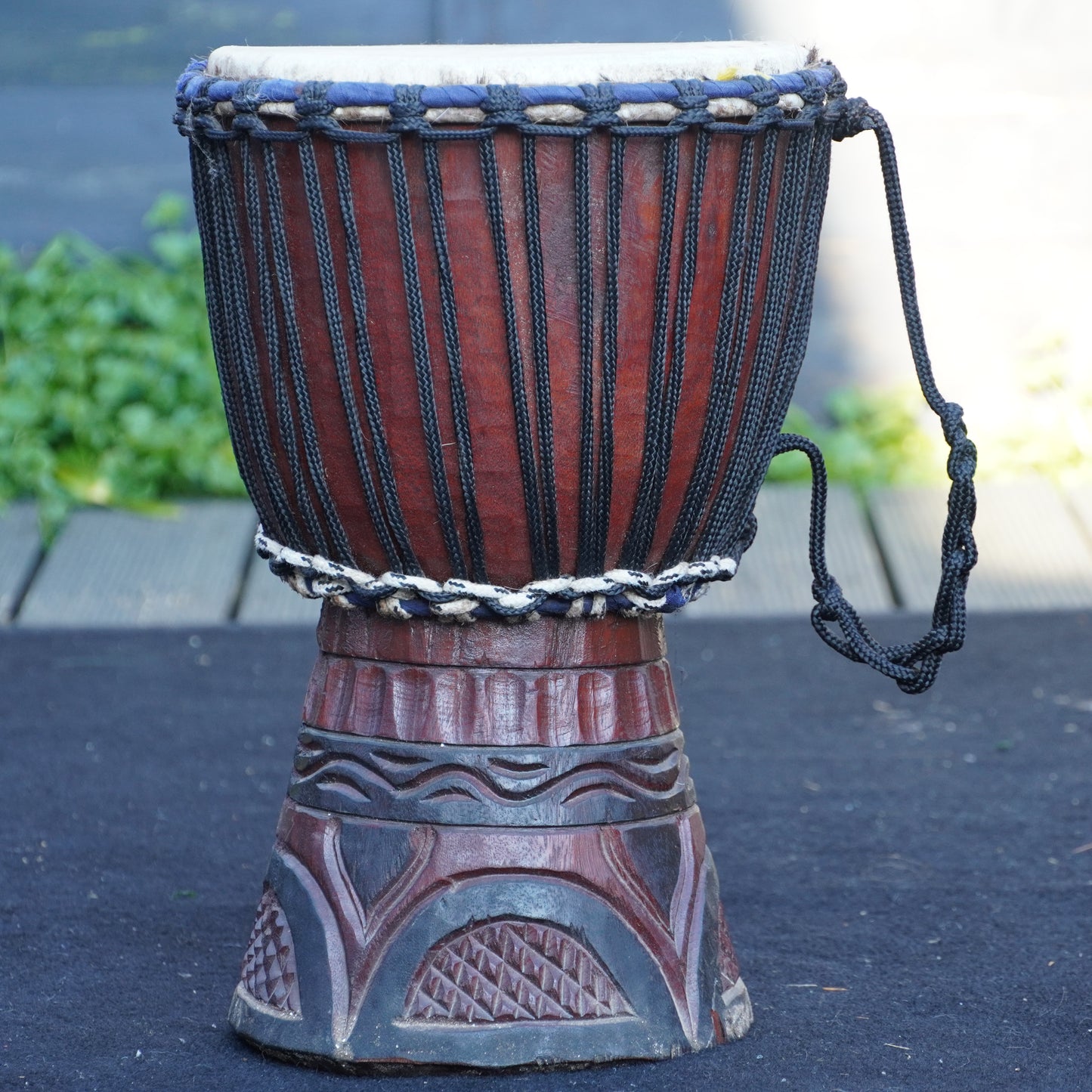 Traditional Hand-Carved African Djembe - Rope Tuned w/ Natural Hide