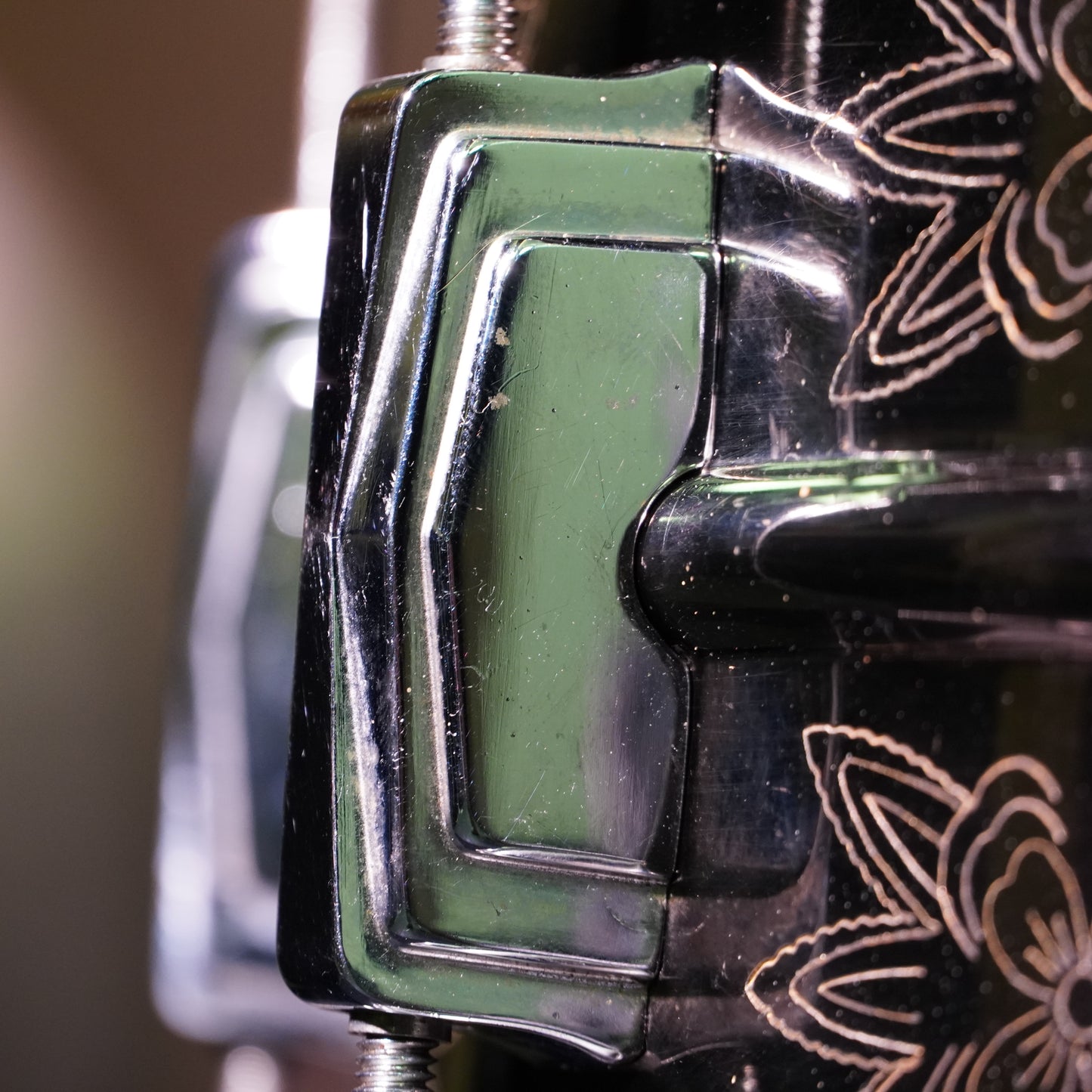 Ludwig No.453 Blue/Olive Badge Engraved Black Beauty Super-Sensitive 14"x6.5" Brass Snare Drum (Serial No. 2077981)