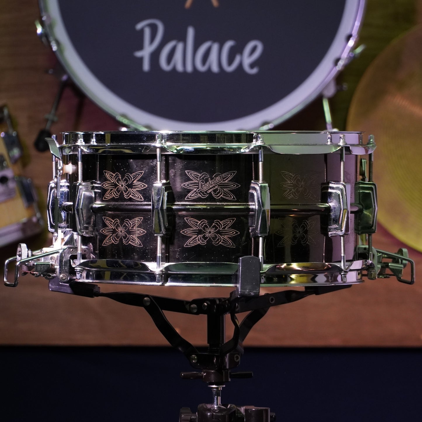 Ludwig No.453 Blue/Olive Badge Engraved Black Beauty Super-Sensitive 14"x6.5" Brass Snare Drum (Serial No. 2077981)