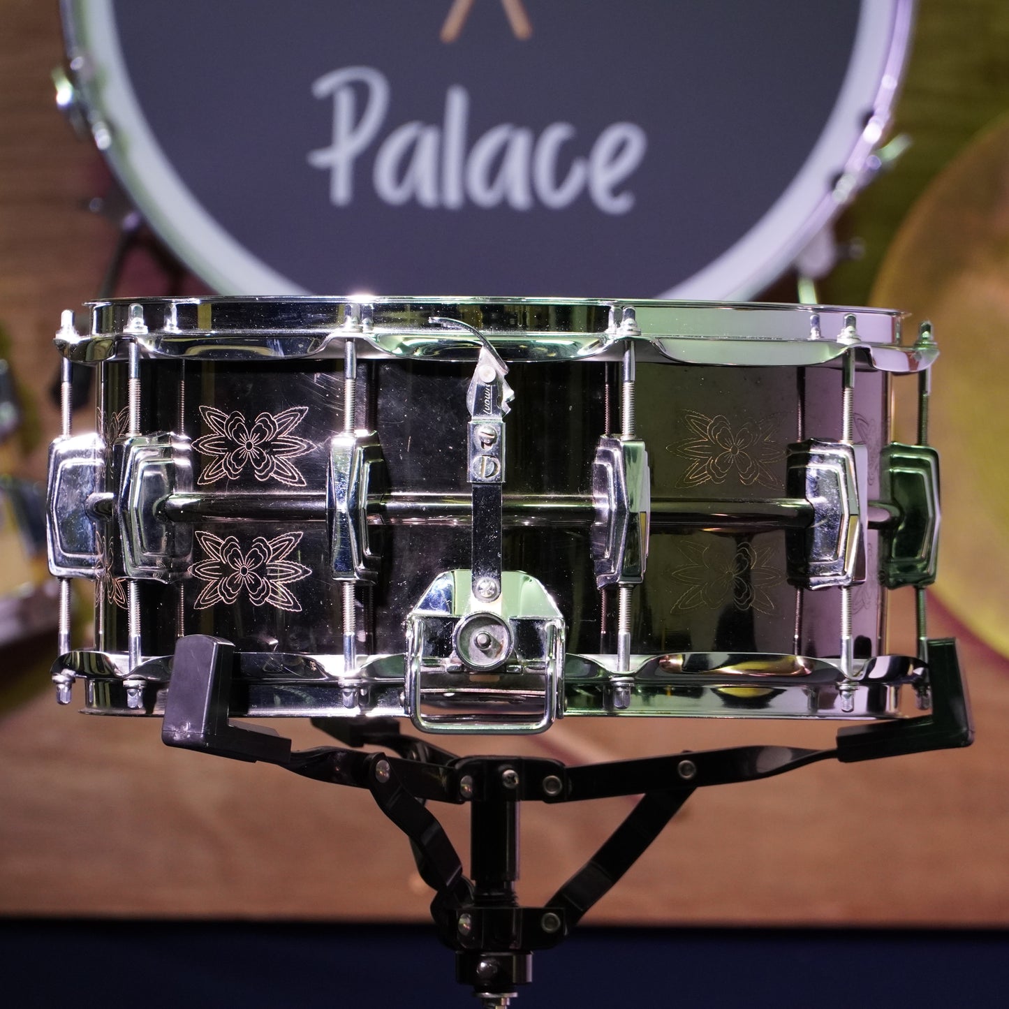 Ludwig No.453 Blue/Olive Badge Engraved Black Beauty Super-Sensitive 14"x6.5" Brass Snare Drum (Serial No. 2077981)