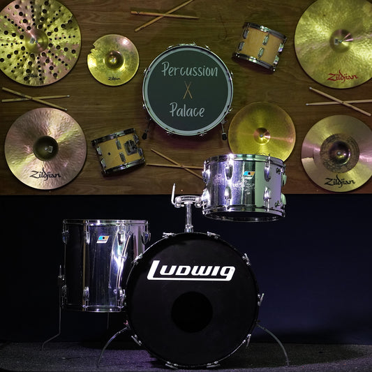 Ludwig 1970's Blue/Olive Badge Chrome Over Wood 3-Ply Drum Kit (Shell Pack)
