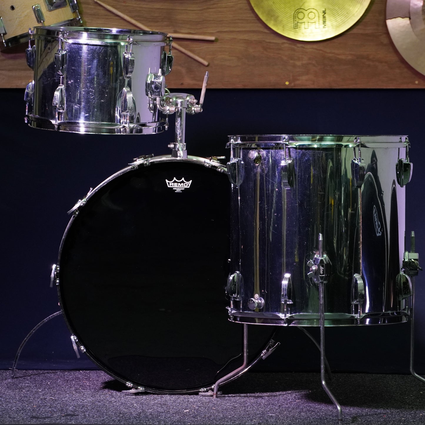 Ludwig 1970's Blue/Olive Badge Chrome Over Wood 3-Ply Drum Kit (Shell Pack)