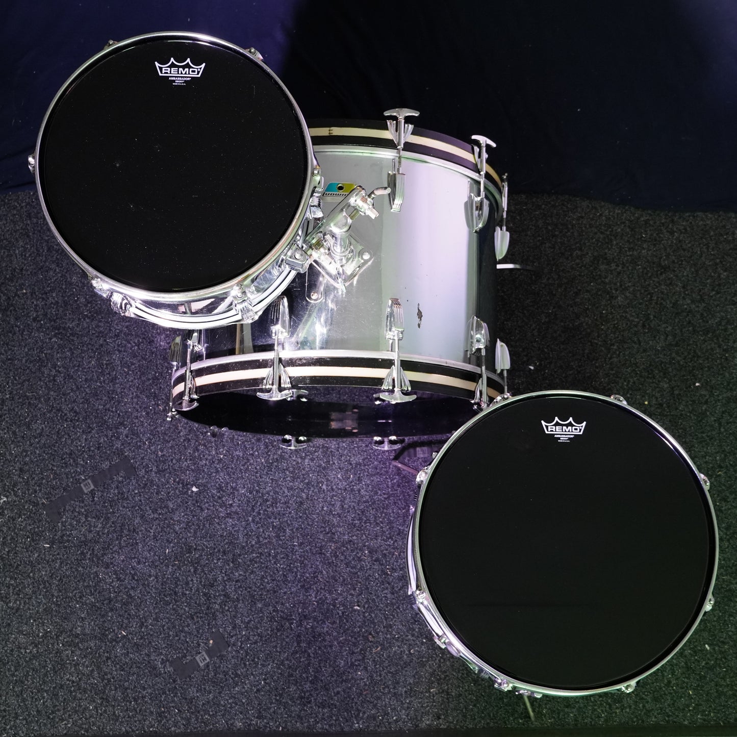 Ludwig 1970's Blue/Olive Badge Chrome Over Wood 3-Ply Drum Kit (Shell Pack)