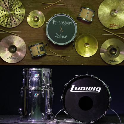 Ludwig 1970's Blue/Olive Badge Chrome Over Wood 3-Ply Drum Kit (Shell Pack)