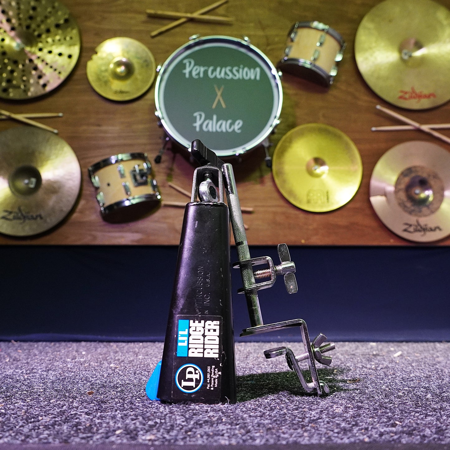 Latin Percussion LP005 Li'l Ridge Rider Cowbell w/ Bass Drum Attachment