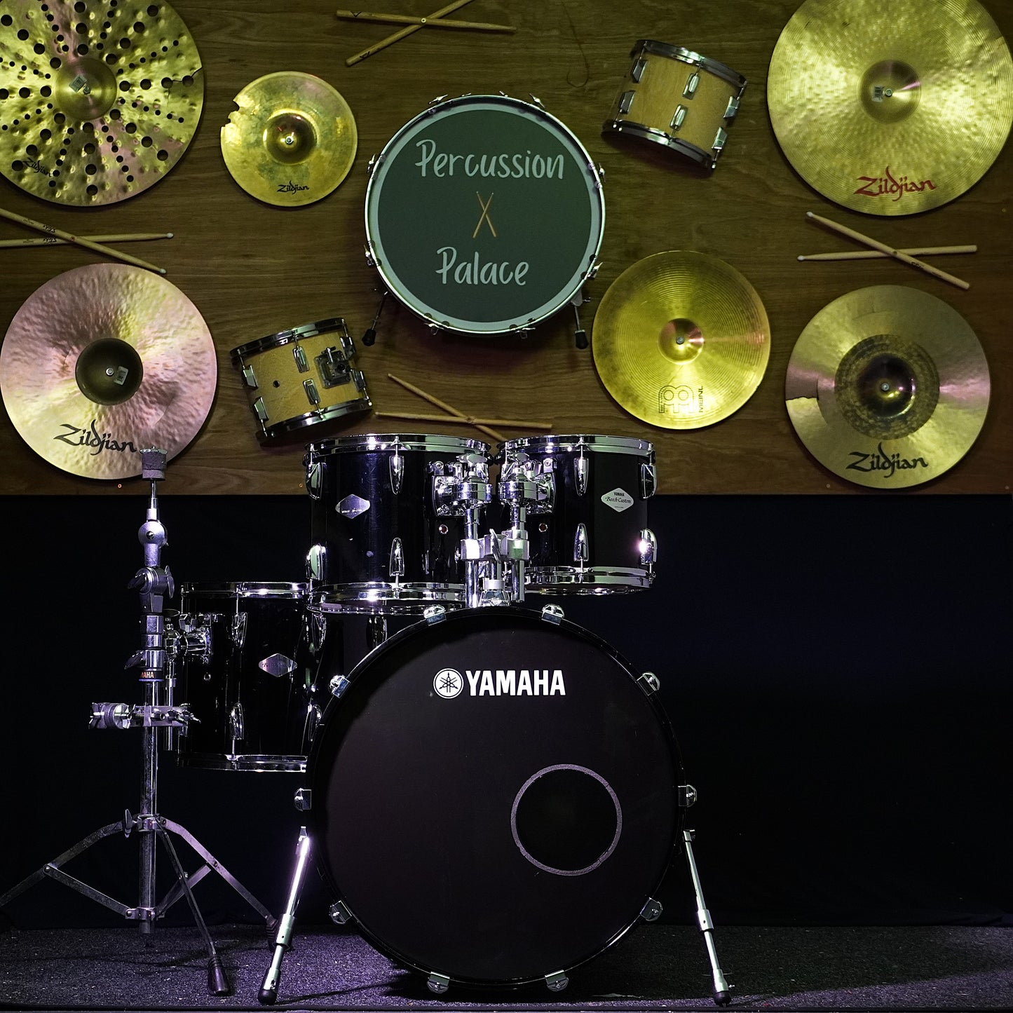 Yamaha Beech Custom Drum Kit in Piano Black (Shell Pack)