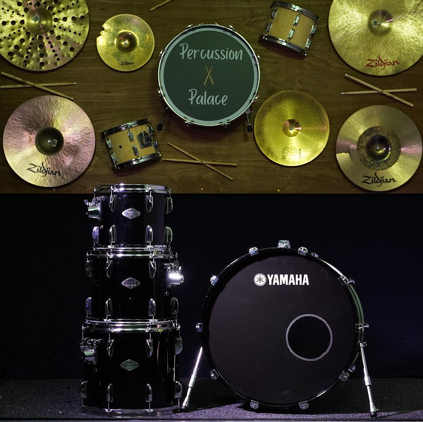 Yamaha Beech Custom Drum Kit in Piano Black (Shell Pack)