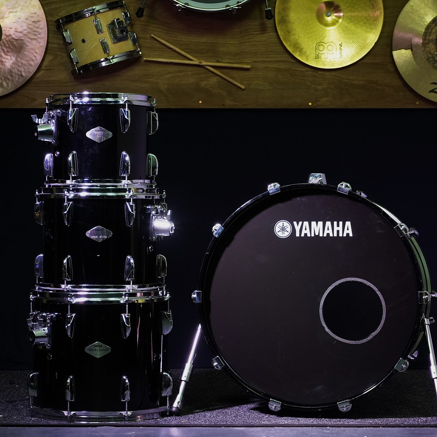 Yamaha Beech Custom Drum Kit in Piano Black (Shell Pack)