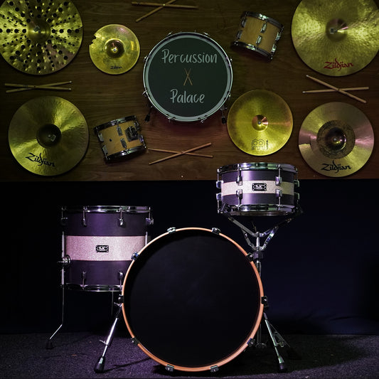 SJC Custom Maple Drum Kit in Matte Graphite w/ Silver Sparkle Stripe