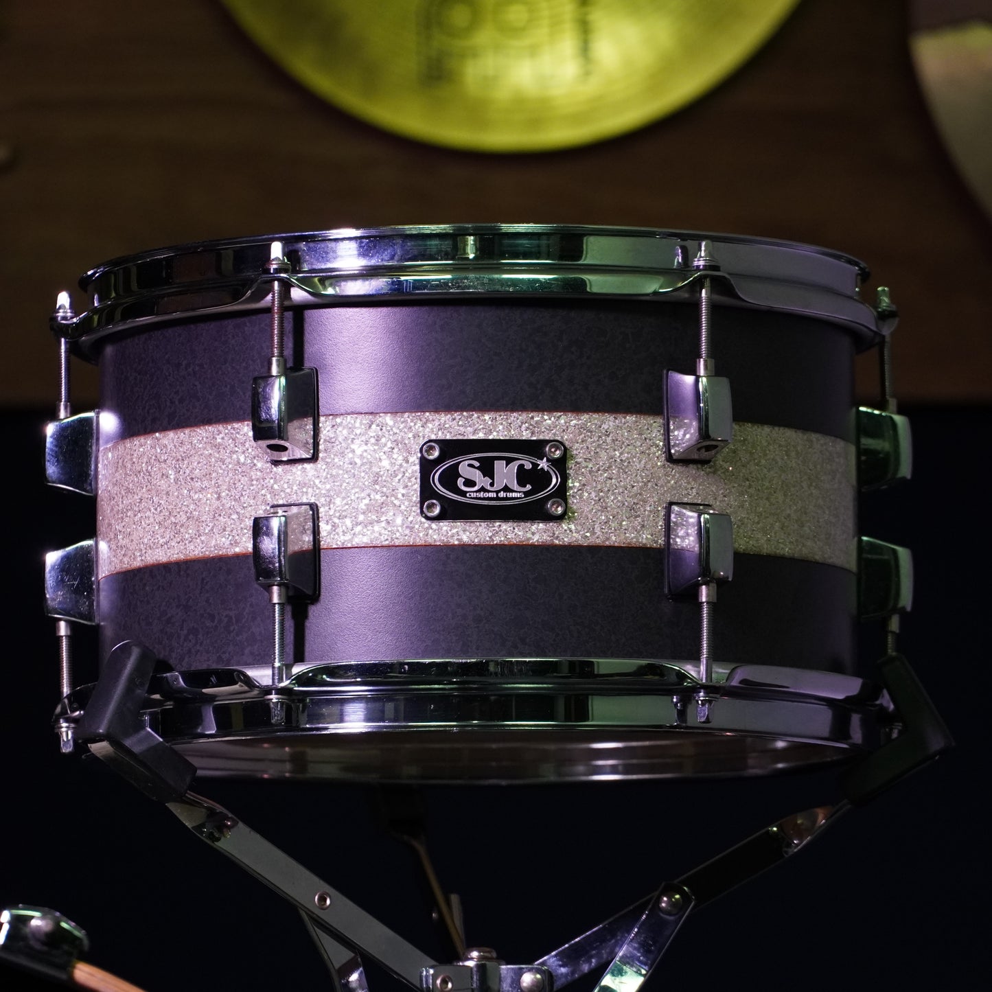 SJC Custom Maple Drum Kit in Matte Graphite w/ Silver Sparkle Stripe