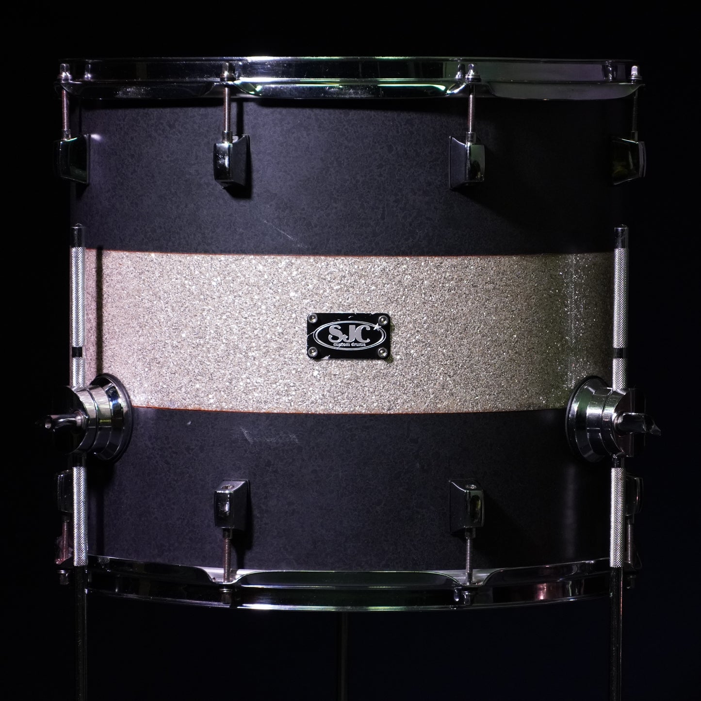 SJC Custom Maple Drum Kit in Matte Graphite w/ Silver Sparkle Stripe
