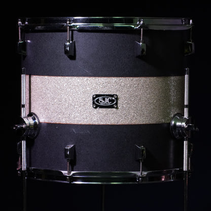 SJC Custom Maple Drum Kit in Matte Graphite w/ Silver Sparkle Stripe