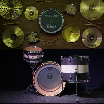 SJC Custom Maple Drum Kit in Matte Graphite w/ Silver Sparkle Stripe