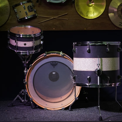 SJC Custom Maple Drum Kit in Matte Graphite w/ Silver Sparkle Stripe