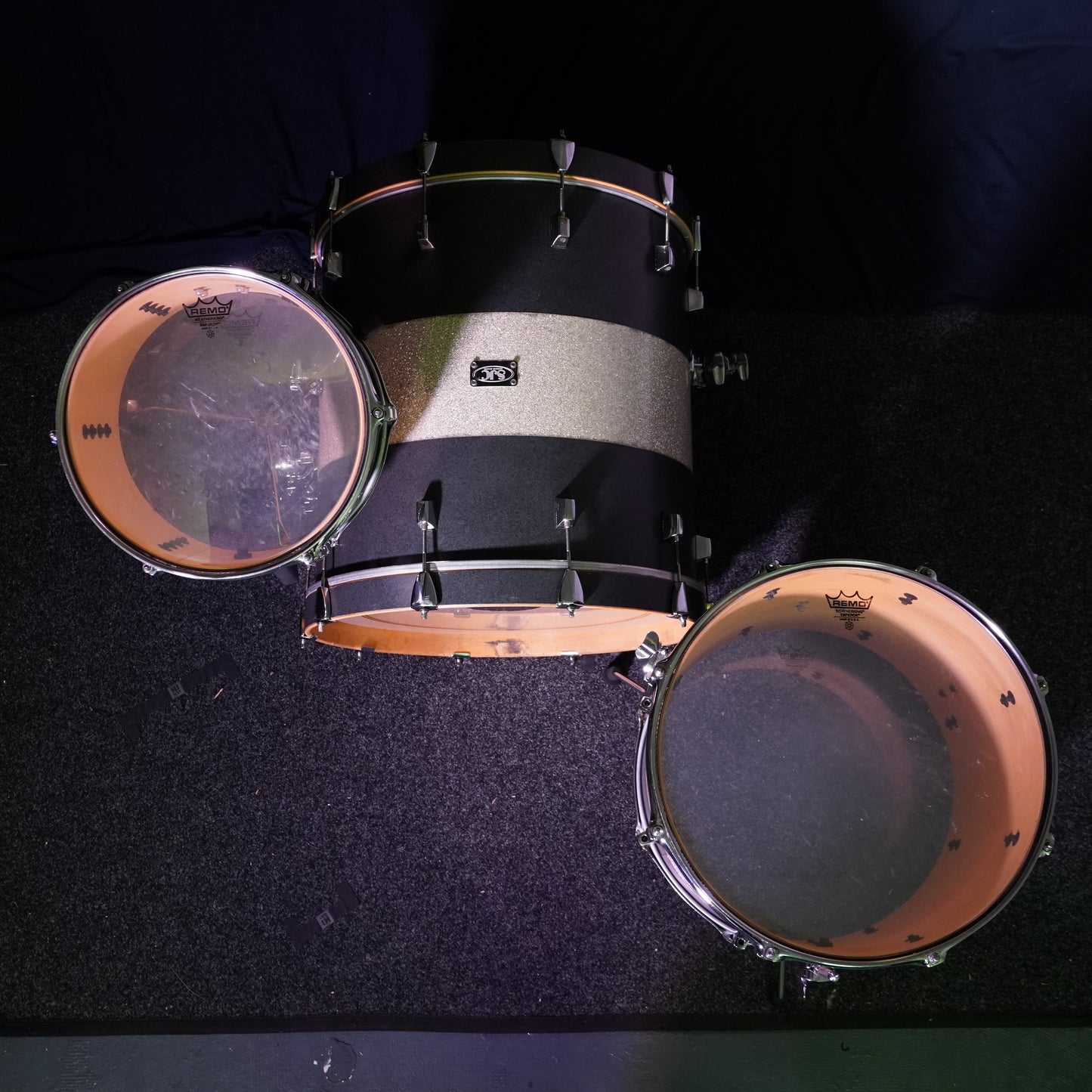 SJC Custom Maple Drum Kit in Matte Graphite w/ Silver Sparkle Stripe