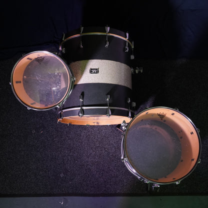 SJC Custom Maple Drum Kit in Matte Graphite w/ Silver Sparkle Stripe
