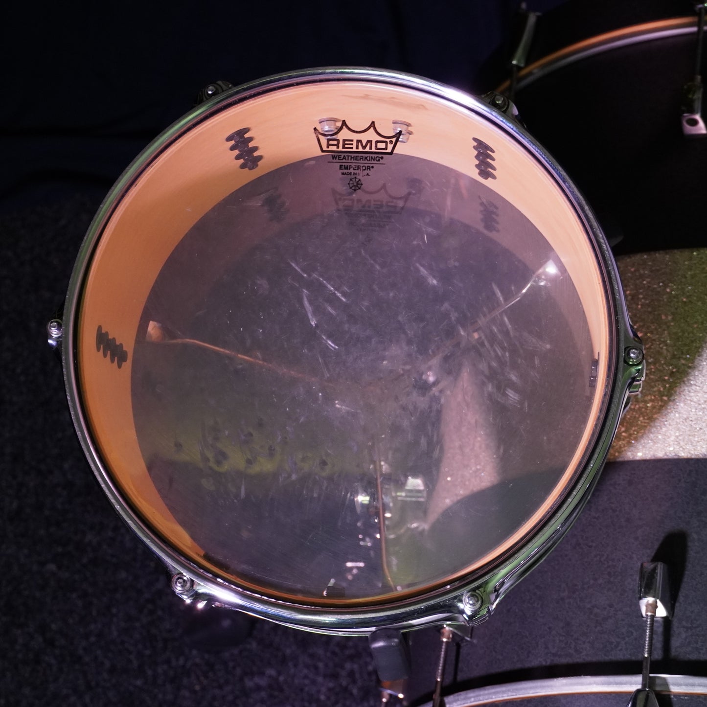 SJC Custom Maple Drum Kit in Matte Graphite w/ Silver Sparkle Stripe
