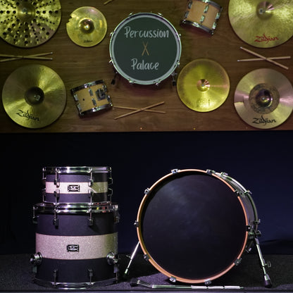 SJC Custom Maple Drum Kit in Matte Graphite w/ Silver Sparkle Stripe