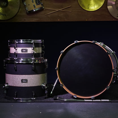 SJC Custom Maple Drum Kit in Matte Graphite w/ Silver Sparkle Stripe