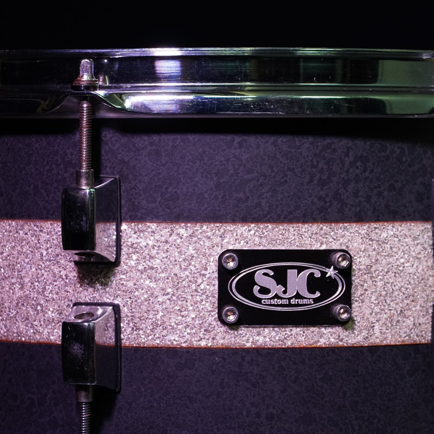 SJC Custom Maple Drum Kit in Matte Graphite w/ Silver Sparkle Stripe