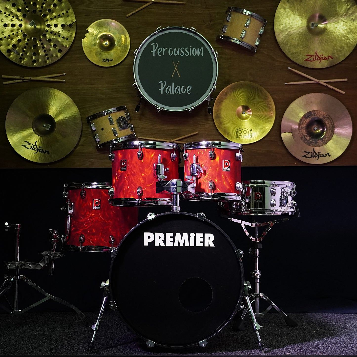 Premier APK Made in England Drum Kit in Satin Red Flame (Shell Pack)