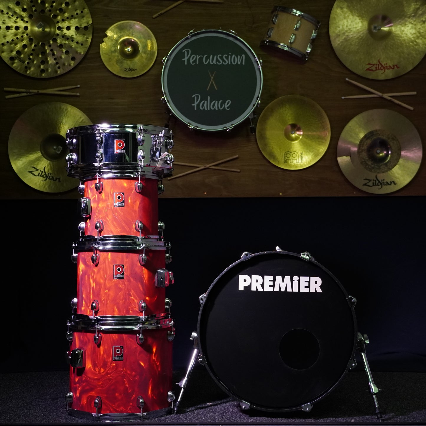 Premier APK Made in England Drum Kit in Satin Red Flame (Shell Pack)