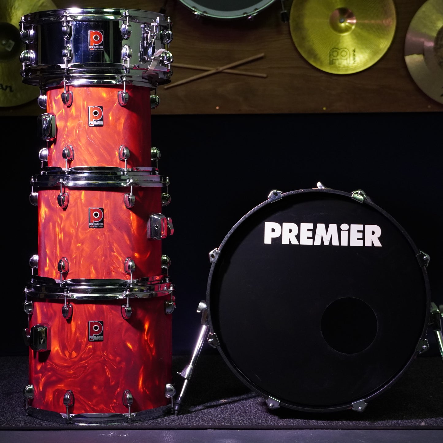 Premier APK Made in England Drum Kit in Satin Red Flame (Shell Pack)