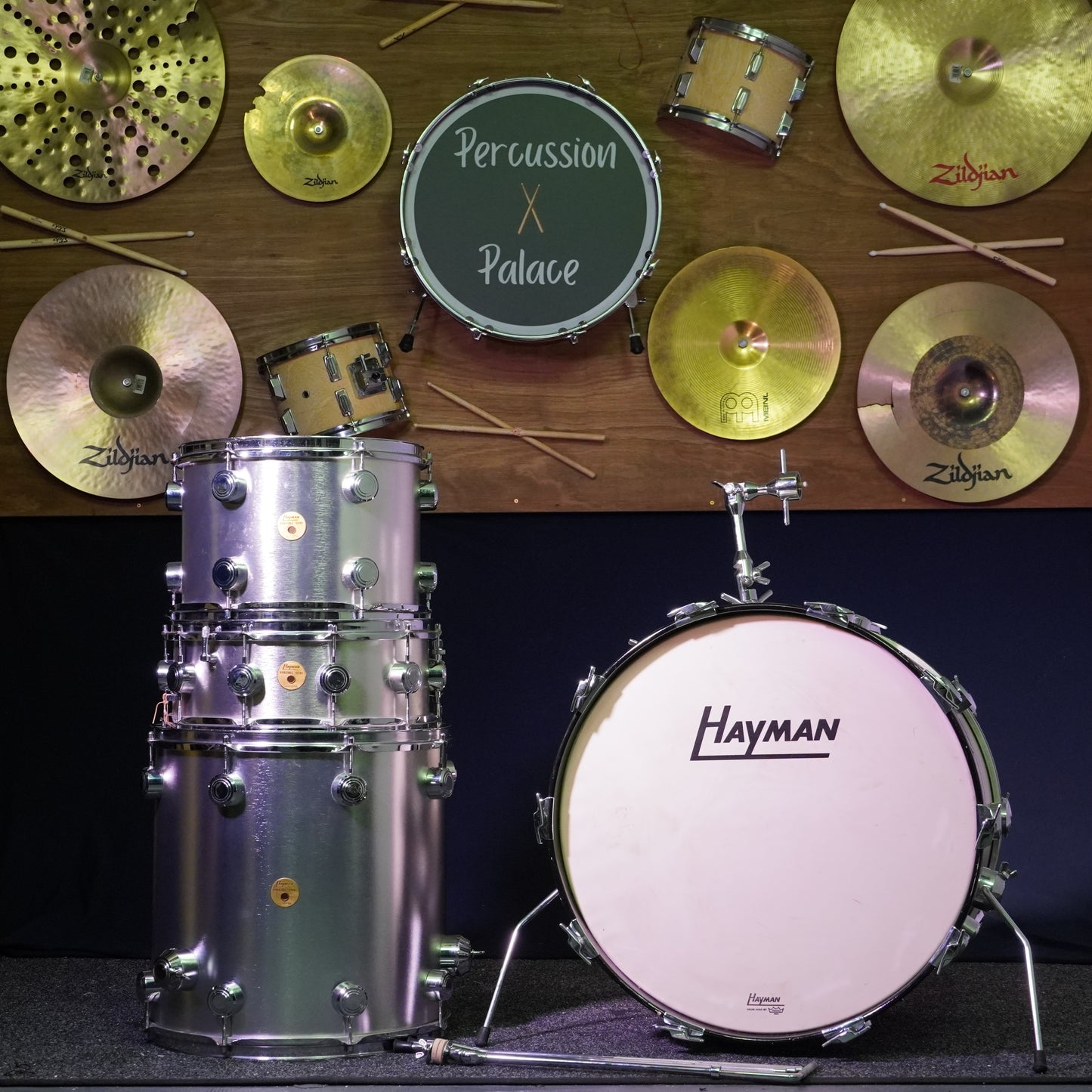 Hayman Vibrasonic Drum Kit in Silver w/ Matching Snare Drum (Shell Pack)